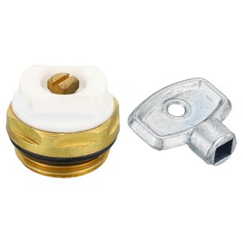 PATIKIL 1/2" BSP Male Thread Manual Radiator Air Vent Plug Valve Kit with Key, Brass Plug for Radiator Heater, Gold White
