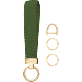 Fishent - Llavero de pulsera elástico, bonito llavero, cordón de muñeca tela para llaves de coche con 3 llaveros y anillo en D para mujeres y hombres