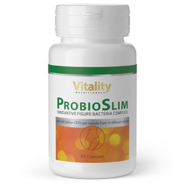 ProbioSlim Hochsdosiert Kapseln, Hohe Bioverfügbarkeit mit 10 Bakterienkulturen + Chrom + Ballaststoffen aus der Zichorie, Gesunde Darmflora, 60 stk, Vegane, Vitality Nutritionals by VitaminExpress