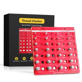 Thread Checker：Nut and Bolt Thread Checker Thread Identifier Gauge Nut Bolt Screw Identibolt 14 Metric & 14 Metric Standard Sizes Inch and Centimeter Measuring Identifier Tool Set (Red)