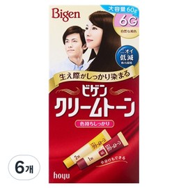 Bigen cream tone hair dye, 6G natural brown, 6 pcs / 비겐 크림톤 염색제, 6G자연갈색, 6개