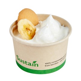 Restaurantware-Sustain 3 Ounce Paper Soup Containers, 50 Disposable Ice Cream Cups - Lids Sold Separately, With PLA lining, Bamboo To Go Hot Soup Bowls, Compostable, Greaseproof