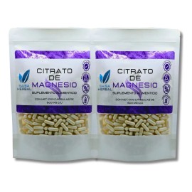 Citrato De Magnesio 2000 Cápsulas 500 Mg | Saisa Herbal | Suplemento Natural | Relajante Muscular | 100% Puro | Antiestrés