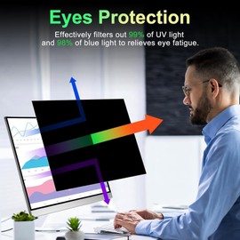Easges 24 Inch Computer Privacy Screen Filter for 16:9 Aspect Ratio, Anti-Glare, Eye Protection, Anti-Blue Light Computer Monitor Privacy Filter, Removable Anti-Scratch 24in Protector Film
