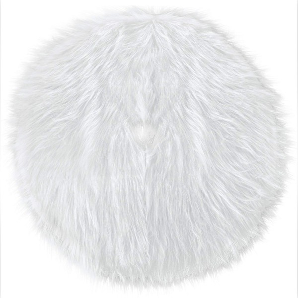 Tatuo White Faux Fur Christmas Tree Skirt Snow Tree Skirts for Christmas Holiday Decorations (50 cm)