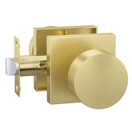 goldenwarm Passage Door Knob Gold, Zinc-Alloy Heavy Duty Closet Door Knob, Contemporary Brass Door Knob Passage, Brushed Gold Door Knob for Hallway(1 Pack)