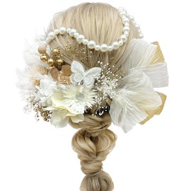 Usasaki Hair Ornaments, Mum, Hydrangea, Graduation Ceremony, Entrance Ceremony, Gypsophila, Dried Flowers, Kimono, Hakama, Wedding, Marriage Ceremony, Traditional Japanese Attire, Red, White, Black