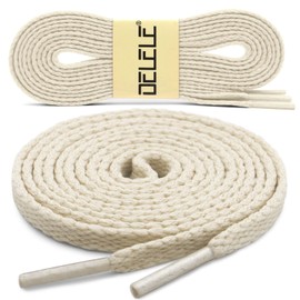 DELELE Flat Shoe Laces for Sneakers: 43 inch Beige 6/25 inch Narrow Athletic Shoelaces 2 Pair