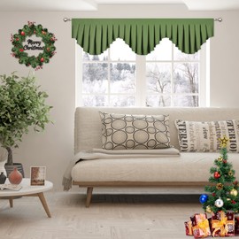 OYRING Moss Green valances for Windows Blackout Curtain Valances Rod Pocket Window Valance for Living Room Kitchen and Bedroom (79 x 20 Inch, 1 Panel)