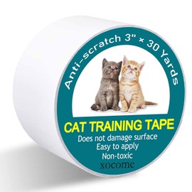 ABSOK Anti Cat Scratch Deterrent Tape, 3'' x 30 Yards Anti Scratch Training Adhesive Tape for Cats, Transparent Double Sided Cat Training Tape,Furniture, Couch, Door Protector