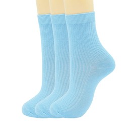 SRYL womens Super soft Combed cotton socks 3-Pairs,(Multicolor may choose) C310 (3 pairs-Light blue)
