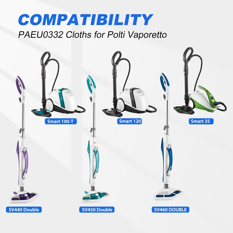KEEPOW Washable Microfiber Cleaning Pads for Polti Vaporetto Steam Mops,