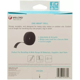 VELCRO Brand ONE-WRAP Roll Black | 30 Ft x 1-1/2 In  # 91372