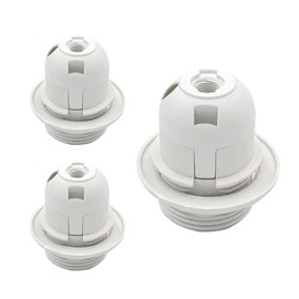 JNXQWE E26 E27 Light Socket,Plastic Threaded Medium Base Lamp Holder with Shade Ring,E26 Pendant Socket for Edison Bulbs Pendant Lamp,3-Pack (White)