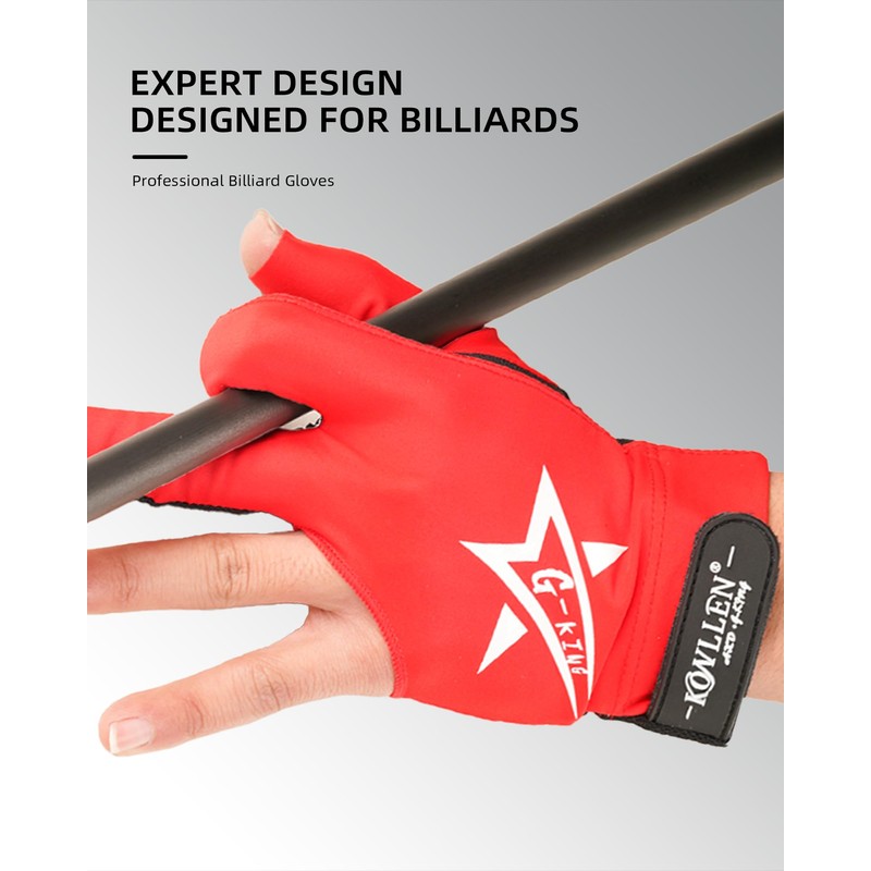 KONLLEN Pool Gloves for Left/Right Hand Large/XL Professional Anti-Slip Adjustable