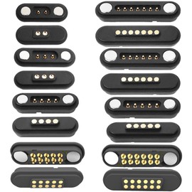 1Pair Magnetic Pogo Pin Connector, 2P/3P/4P/5P/6P/7P/8P/9P/10P/12Pin DC Power Male+Female Socket, Spring Loaded Magnet Charging Connector Single and Double Row (5Pin)