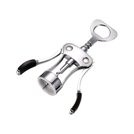 Wine Opener, Zinc Alloy Premium Wing Corkscrew Wine Bottle Opener with Multifunctional Bottles Opener, Upgrade - Silver