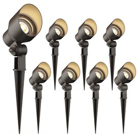 GOODSMANN Landscape Lighting Kits Low Voltage Spot Lights 8PK Landscape Flood Light 3W LED 200 Lumen Metal Landscape Lights 12V AC Tree Lights 3000K Warm White with Replaceable Bulbs Cable Connectors