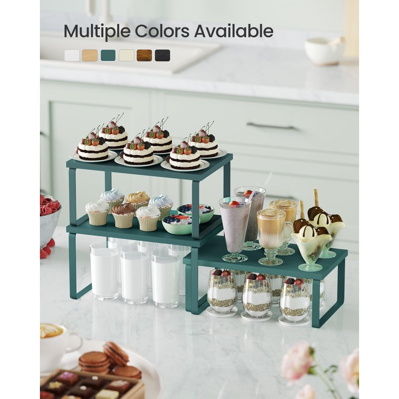 SONGMICS Cabinet Organizer Shelf, Set of 3 Kitchen Counter Shelves,