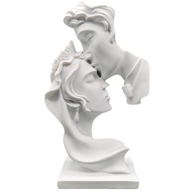 Kiss Statues,Resin Statue Ornaments, Abstract Style Sculptures, Valentine's Day, Living Room Dining Desk Decorations,Bookshelf Decorative Objects,Modern Home Decor(White)