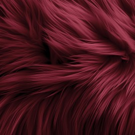 FabricLA Shaggy Faux Fur Fabric - Pre Cut | 20" X 20" Inches | DIY Craft, Hobby, Costume, Decoration | Burgundy