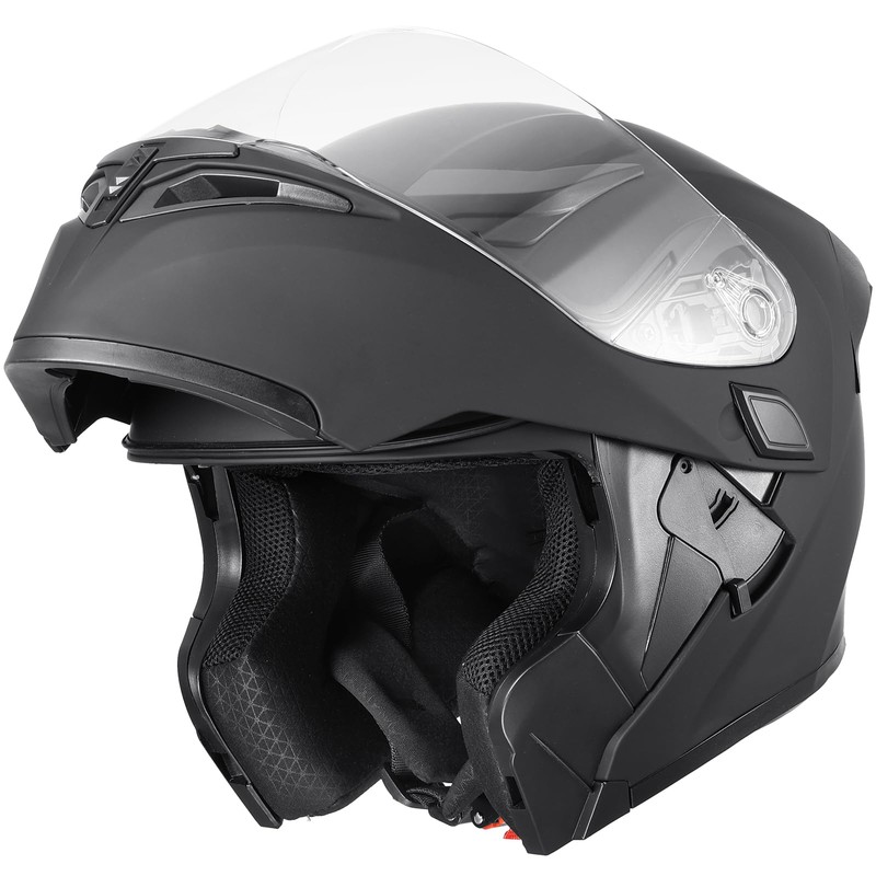 OUMURS DOT Motorcycle Full Face Helmet, Modular Flip-Up Dual Visor