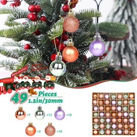 SULOLI Mini Christmas Tree Baubles,49PCS Mini Shatterproof Decorative Hanging Ornaments Balls Christmas Tree Decor(Orange)