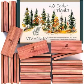 Cedar Blocks for Clothes Storage -40 Planks- Aromatic Blocks for Closets, Cedar Planks for Closets