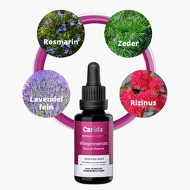 CASIDA ® Eyelash Serum without Hormones Natural Booster - 30 ml Bottle - Promotes the Growth of Your Eyelashes and Eyebrows - Natural Eyelash Serum - for Irresistibly Beautiful Eyes