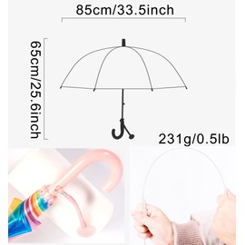ThreeH Kids Clear Bubble Umbrella with Easy Grip Handle Adorable Rainbow Surface 8 Shatterproof Fiber Ribs 33 Inch Extended Canopy,Pink