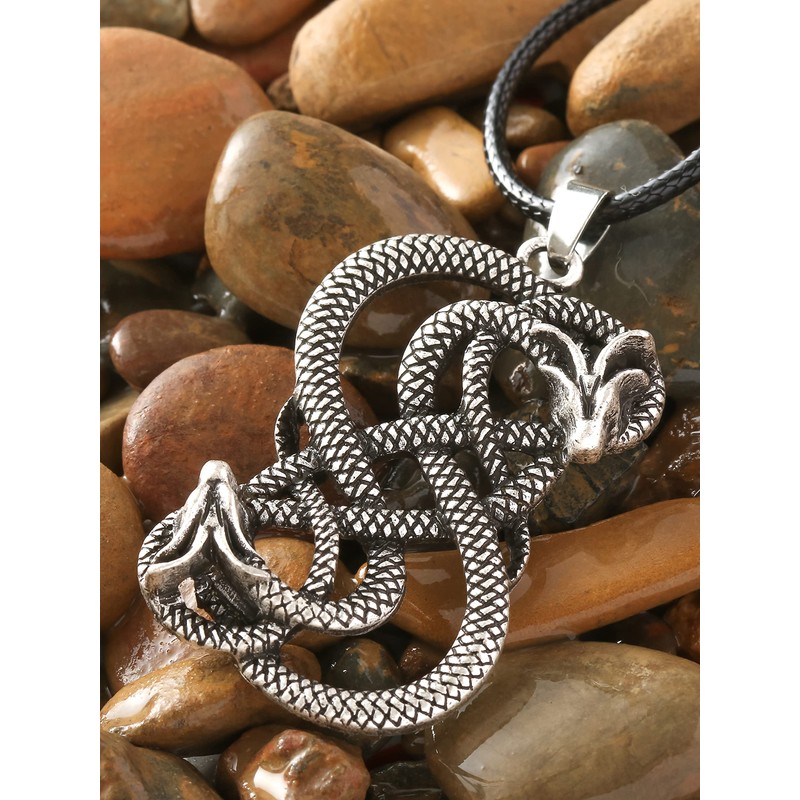 HAQUIL Loki Necklace, Viking Loki Symbol Pendant, Faux Leather Cord,