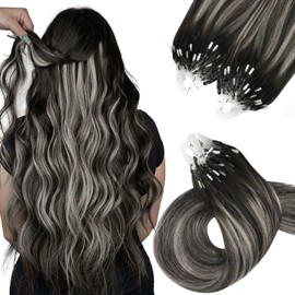YoungSee Micro Ring Extensions Real Hair Ombre Micro Loop Extensions Remy 60 cm Cold Fusion Straight Hair Long 50 g 1 g/s