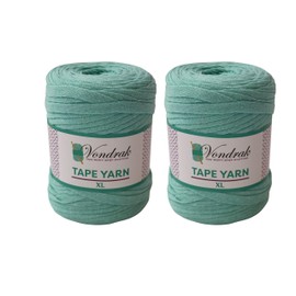 Vondrak Tape Yarn 2 Rolls Pack 328 Yards (984ft) Ribbon Yarn for Crocheting and Knitting. Flat Cotton Home Decor Yarn (Baby Green)