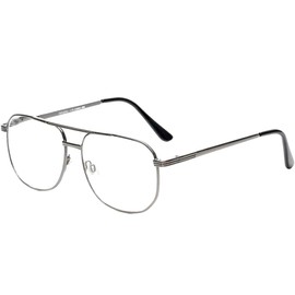 "The Intellectual" Metal Clear Bifocal Aviator Reader, Cheaters Reading Glasses, Men Women (Gunmetal, 1.5, x)