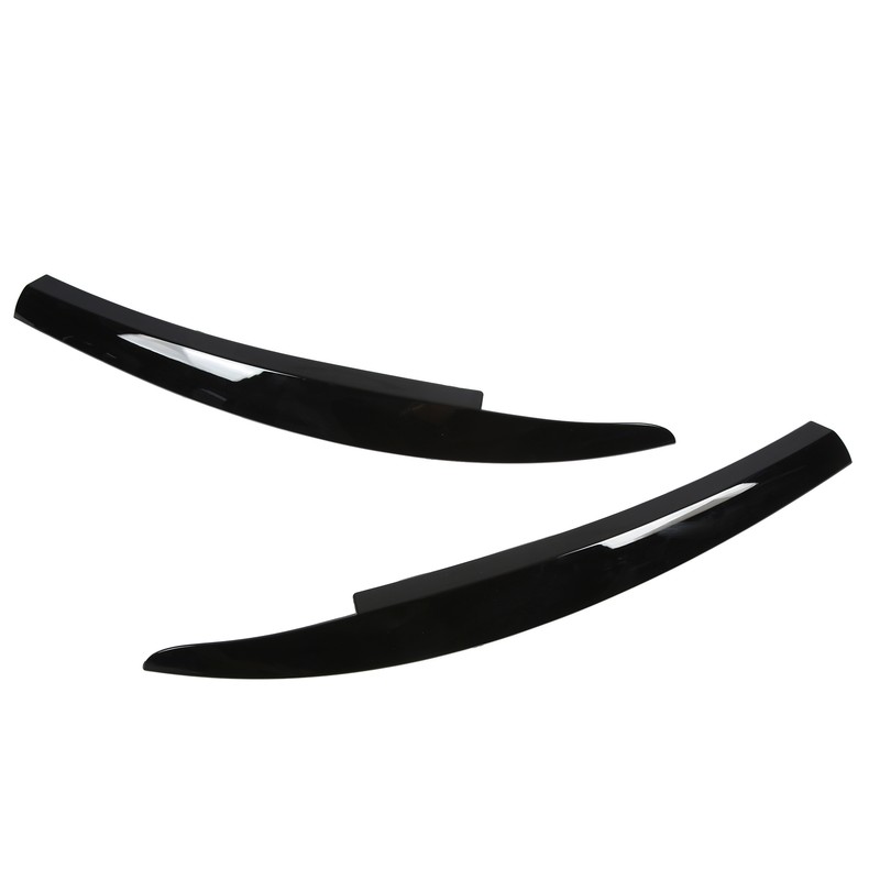 2Pcs/Set Front Headlight Eyebrow Eyelid Strips Cover Trim Glossy Black