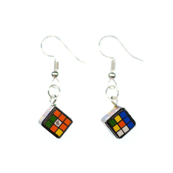Miniblings Magic Cube Earrings Game 3D Puzzle Cube Toy 80s