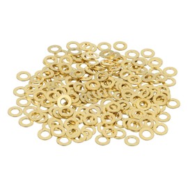 sourcing map 220 Pack Brass Flat Washer, M2 Copper Washers Crush Washer Kit Assortment, 2.5mm ID, 5mm OD, 0.4mm Thick for Bolts Screws Machinery Repair, Outdoor Construction
