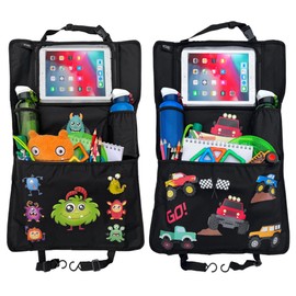 HECKBO 2 x Children's Car Seat Backrest Protectors Monster + Monster Truck