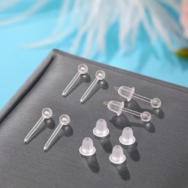 Formulen Plastic Earrings,Clear Earrings for Work and Earring Backs 200Pcs Hyperallergic Comfortable Earrings for Men&Women Silicone Earrings Clear Stud Earrings Round 3mm