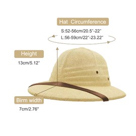 100% Straw Helmet Pith Sun Hat Summer Men Vietnam War Army Hat Dad Boater Bucket Hats Safari Jungle Miners Cap