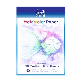 1 Pack - Total of 36 Sheets of Watercolor Paper (11.7" x 8.3") - Heavy Stock (98lb), Loose White Sheets. Perfect for Kids, Students & Adults