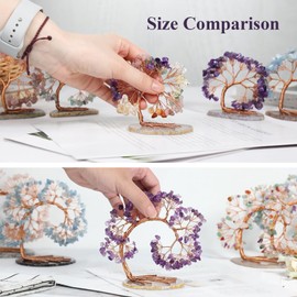 Nupuyai Aquamarine Crystal Tree with Agate Slice Base, Money Tree Figurines Fengshui Ornament for Home Office Wedding Decoration