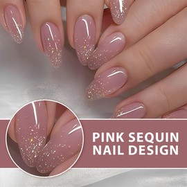 BIRLOZA Pack of 24 French Tip Press On Nails Short Round Tips Almond Shape with Gold Foil Design Artificial Nails for Women Tip Press On Nails