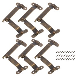 sourcing map 6 Pcs Lid Folding Support Hinges, Iron 180 Degree Rotatable Hinges, Lip Stay Hinges for Wardrobe Cabinet Wooden Boxes Cases, Small