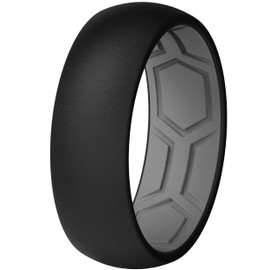 ThunderFit Men Breathable Air Grooves Silicone Wedding Ring Wedding Bands 7.8mm wide, 1.8mm Thick (Black-Grey Size 9 (18.90mm))