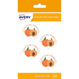 AVERY Pack of 20 Apricot Jam Labels Diameter 47.5 mm