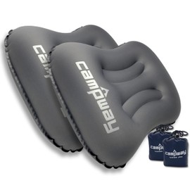 CAMPWAY Ultralight Inflatable Camping and Travel Pillows - Compact, Compressible Air Pillow for Neck and Back Support - Pillow for Camping, Hiking and Backpacking - Pack of 2 - Coin Grey