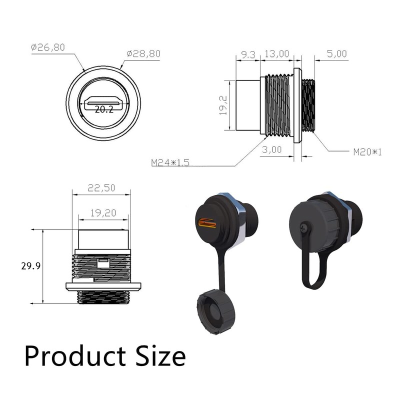 PENGLIN 5-Pack Waterproof HDMI Coupler, Panel Mount Pass Through Connector,