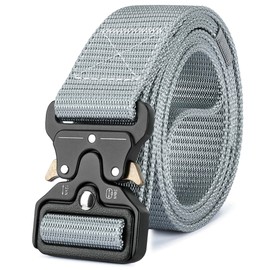 Mozeto Tactical Belt, Unisex Military Belt with Quick Release Metal Buckle. Nylon Belt for Outdoor, Work, Military, Leisure, Hunting - gray
