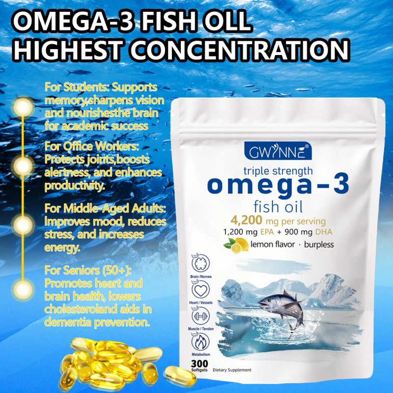 Gwynne Omega 4200mg 300 Cáps Bacalao Aguas Profundas Ártico Noruego